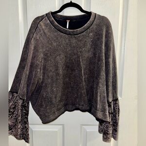 Free People Dark Gray Bell Sleeve Pullover